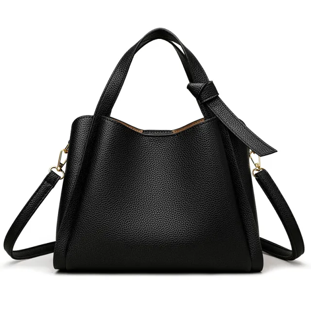 Soft Leather Women's Fashion Personality Shoulder Bag Black - Shop at LoveMi