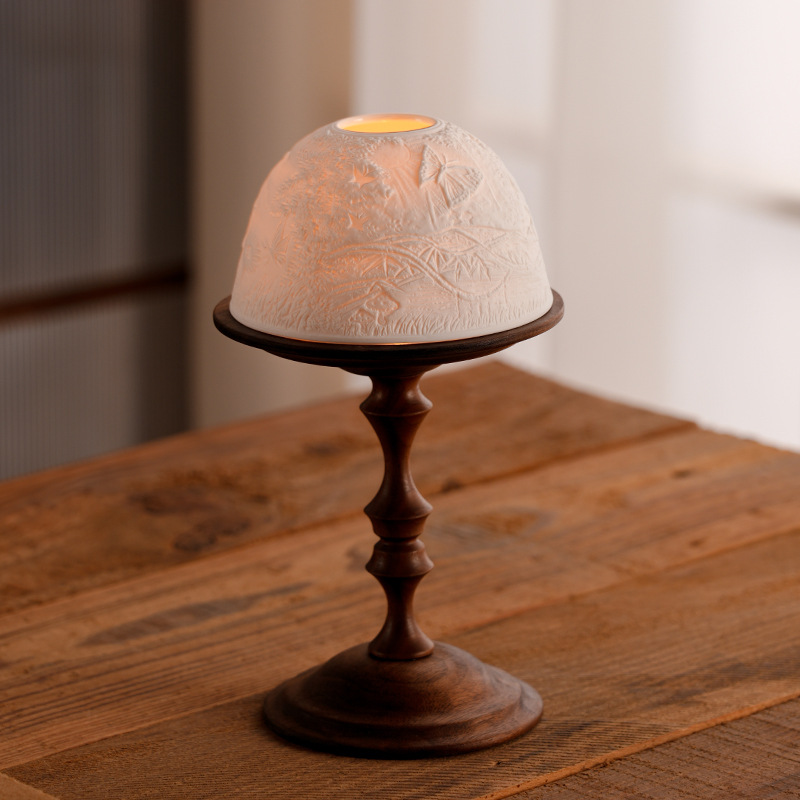 Walnut Candle Holder with Lampshade, picture 2 of 4