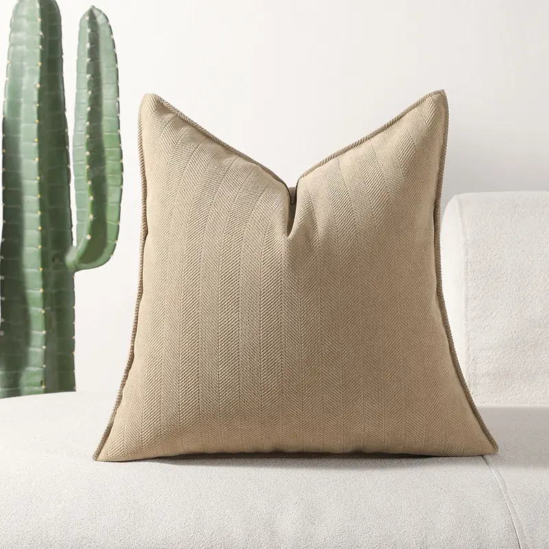 Herringbone Trim Sofa Throw Pillow Cushion Cover