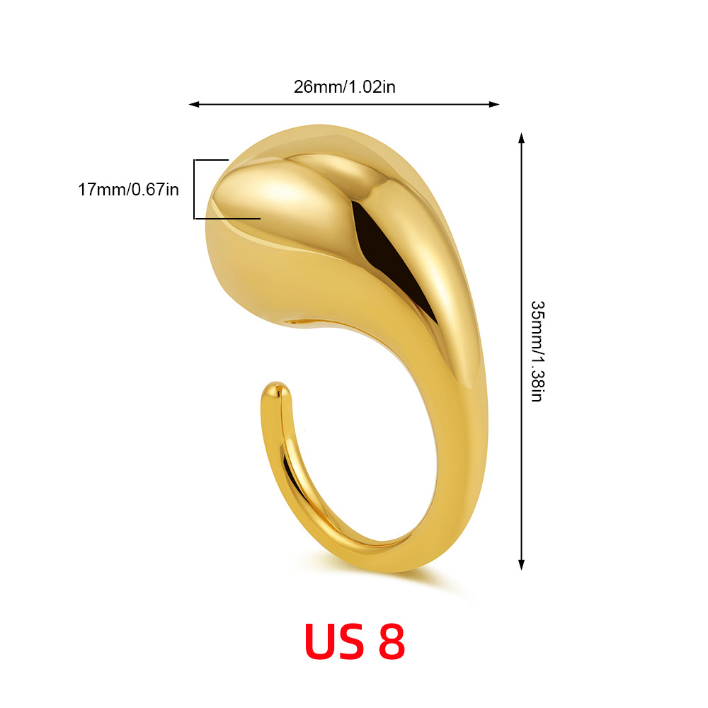 Simple Glossy Decorative Water Drop Ring