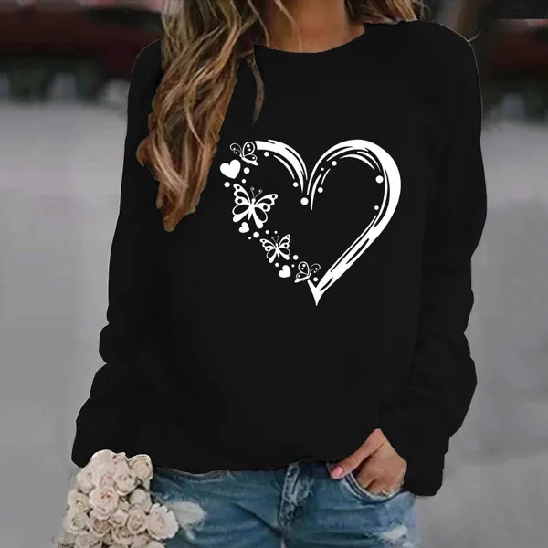 Women's Fashion Casual Loose Sweatshirt Black - Shop at LoveMi