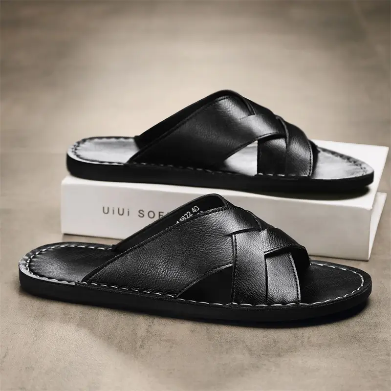 Western-style Flat-bottom Hollowed-out Large-size Slippers