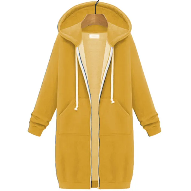 Women's Mid length Hooded Long Sleeve Sweater Gold - Shop at LoveMi