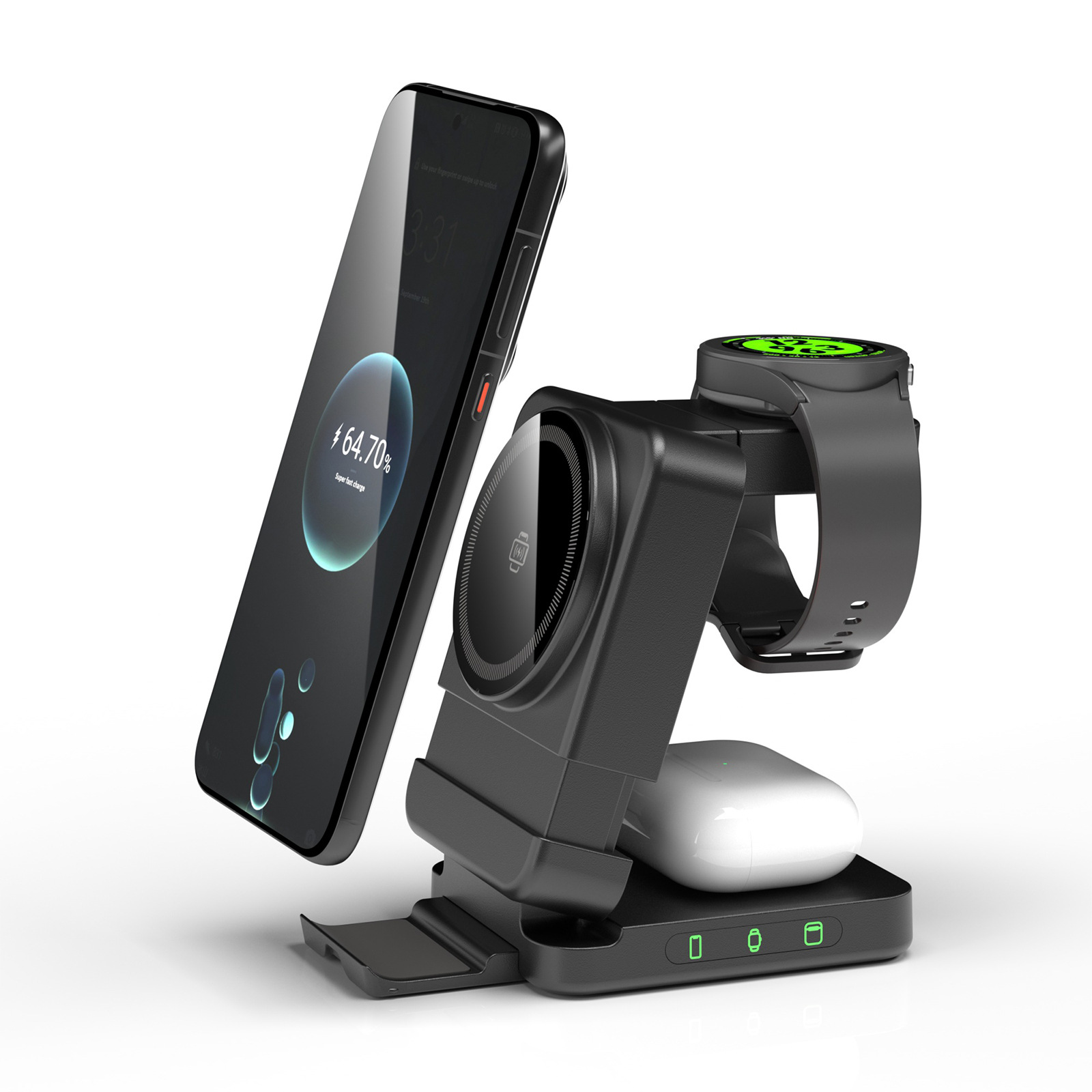 Cargador Inalámbrico Magnético 25W 3 en 1 con Soporte — miniatura 3