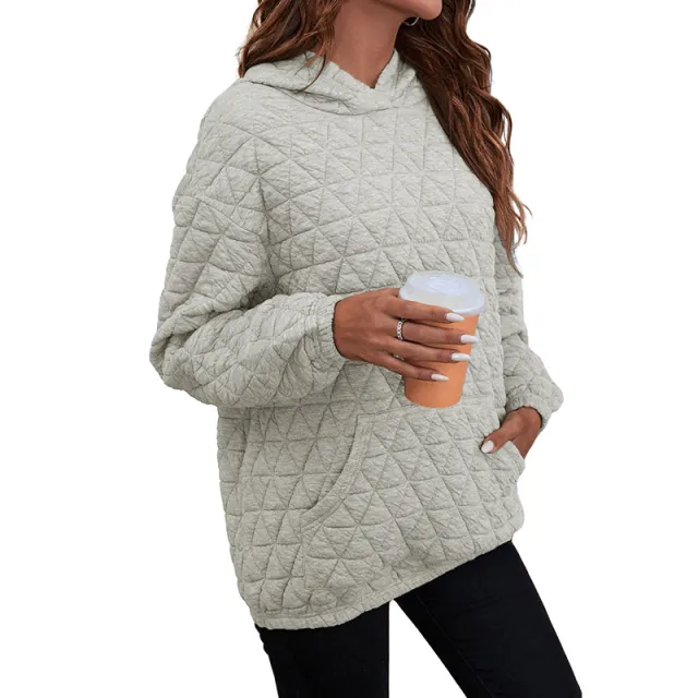 Autumn New Solid Color Hooded Sweater For Women Gray - Shop at LoveMi