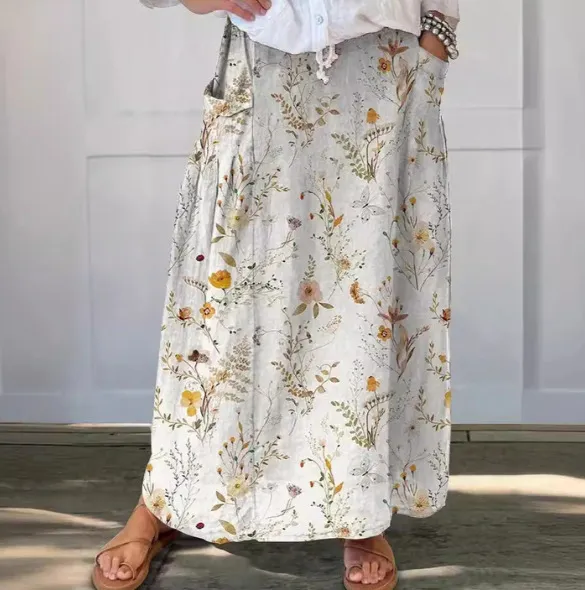 Women's Vintage Printed Classical Floral Skirt - 306Bsqby25040543