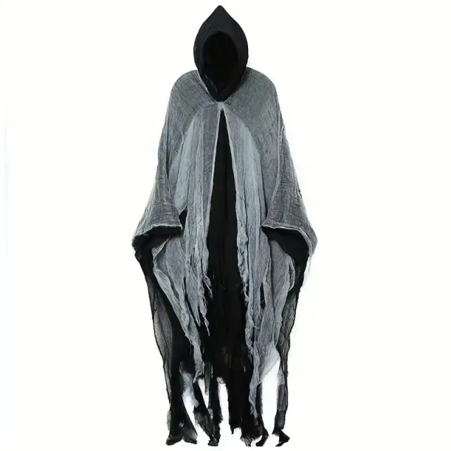 Halloween Witch Cloak Skull patterned Clothes Death Costume Props Black And Gray - Shop at LoveMi