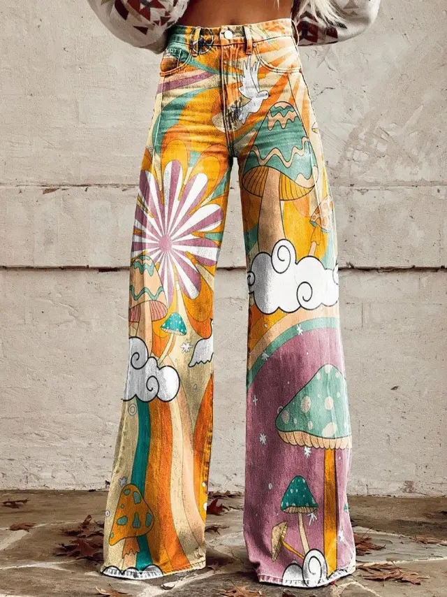 Horn Simulation Denim Trousers Loose Pants For Women Z5 5Xl - Shop at LoveMi