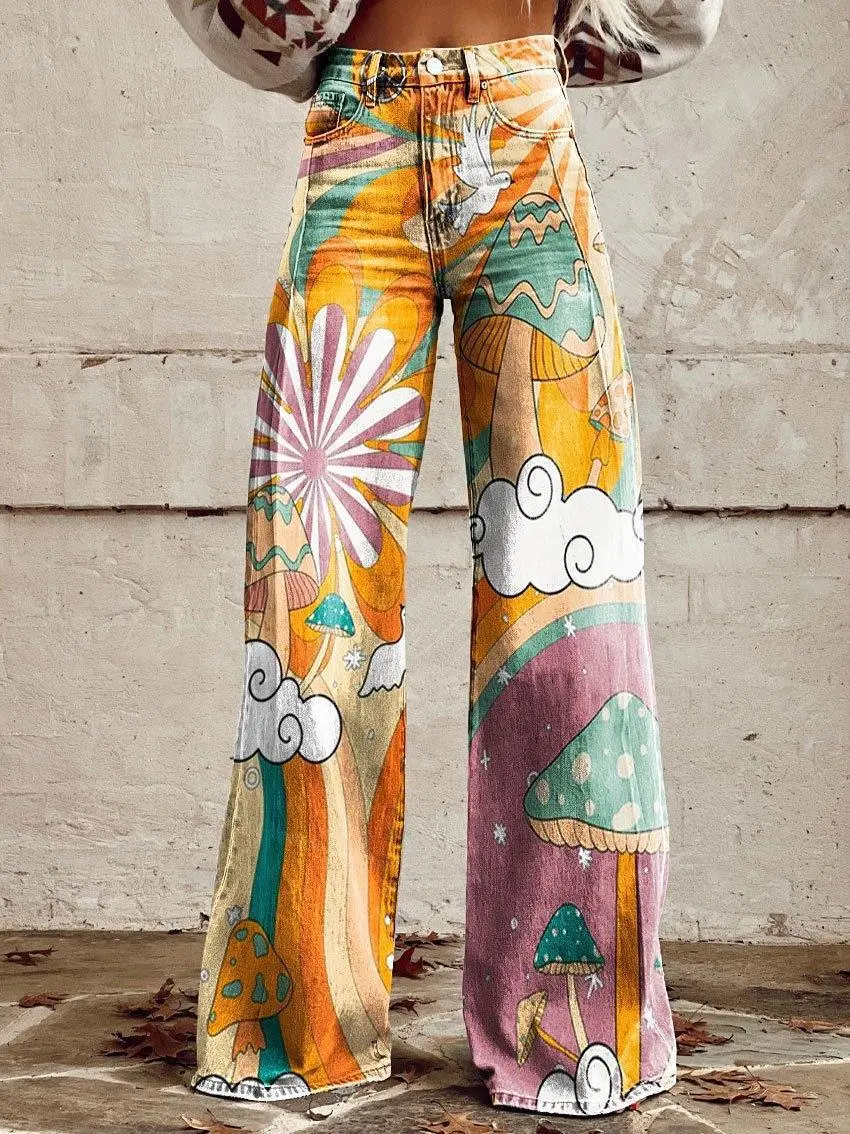 Horn Simulation Denim Trousers Loose Pants For Women - Z5-5Xl