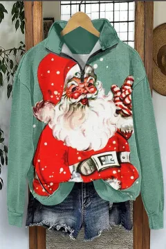 Autumn And Winter New Women's Retro Pattern Leisure Pullover Zipper Sweater - Nwy21Gg77595-5Xl - View 1