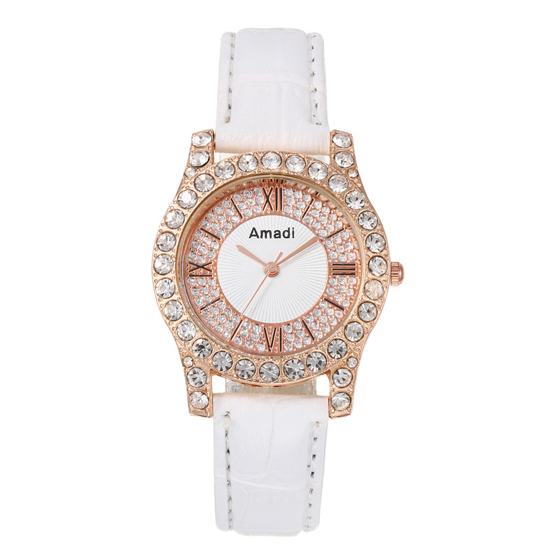 Women's Diamond-embedded Roman Face Simple Fashion All-match Quartz Watch Gift Box