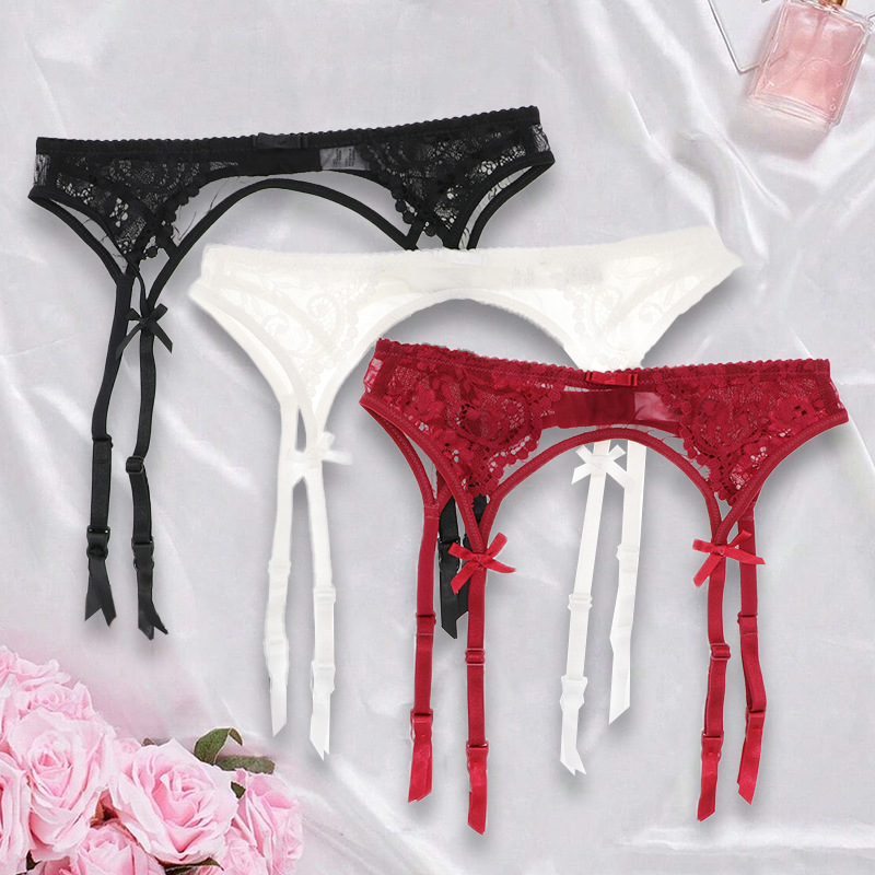 Sexy Mesh Lace Embroidered Non-Slip Back-Button Womens Garter Belt