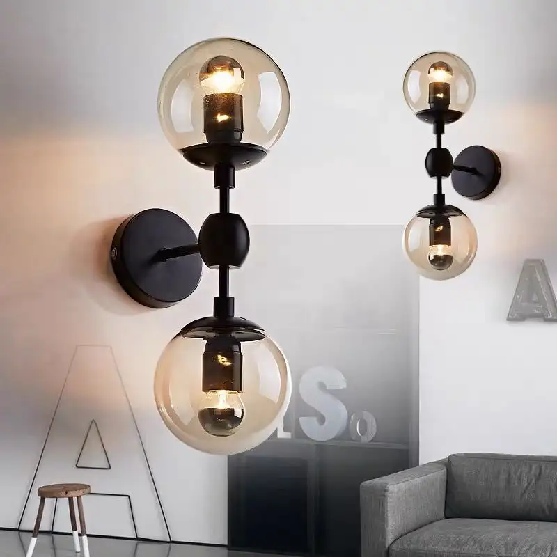 Glass Wall Lamp Iron Double-headed Simple Living