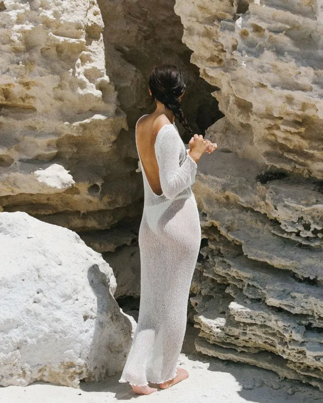 Women's Sexy Backless Beach Resort Dress White - Shop at LoveMi