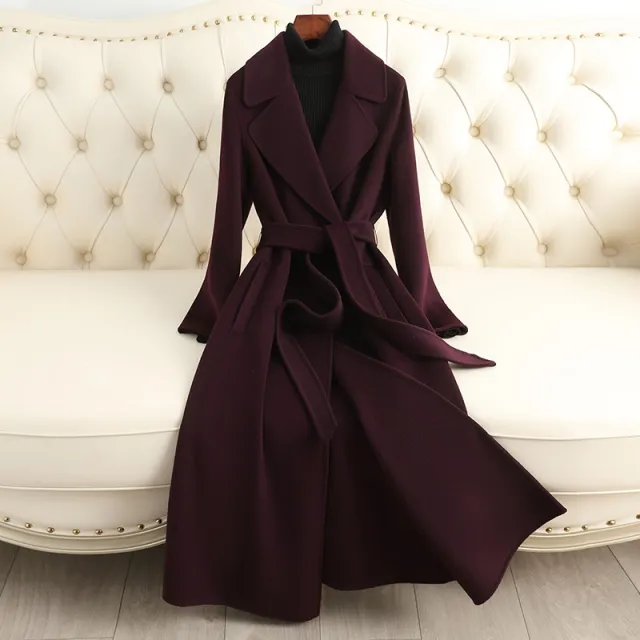 Autumn And Winter Temperament Korean Style Woolen Coat Women Purple - Shop at LoveMi