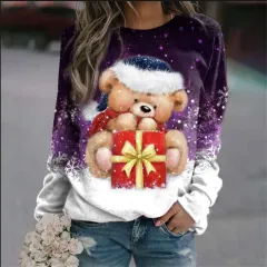 Christmas Women's Sweater 3D Digital Printing Cute Snowman - Model 1 1-S - View 1