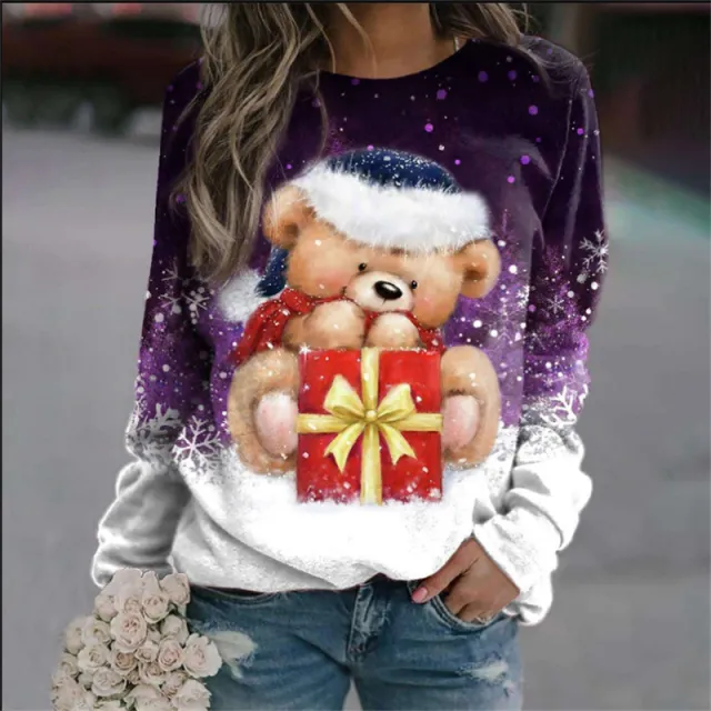 Christmas Women's Sweater 3D Digital Printing Cute Snowman Model 1 1 S - Shop at LoveMi