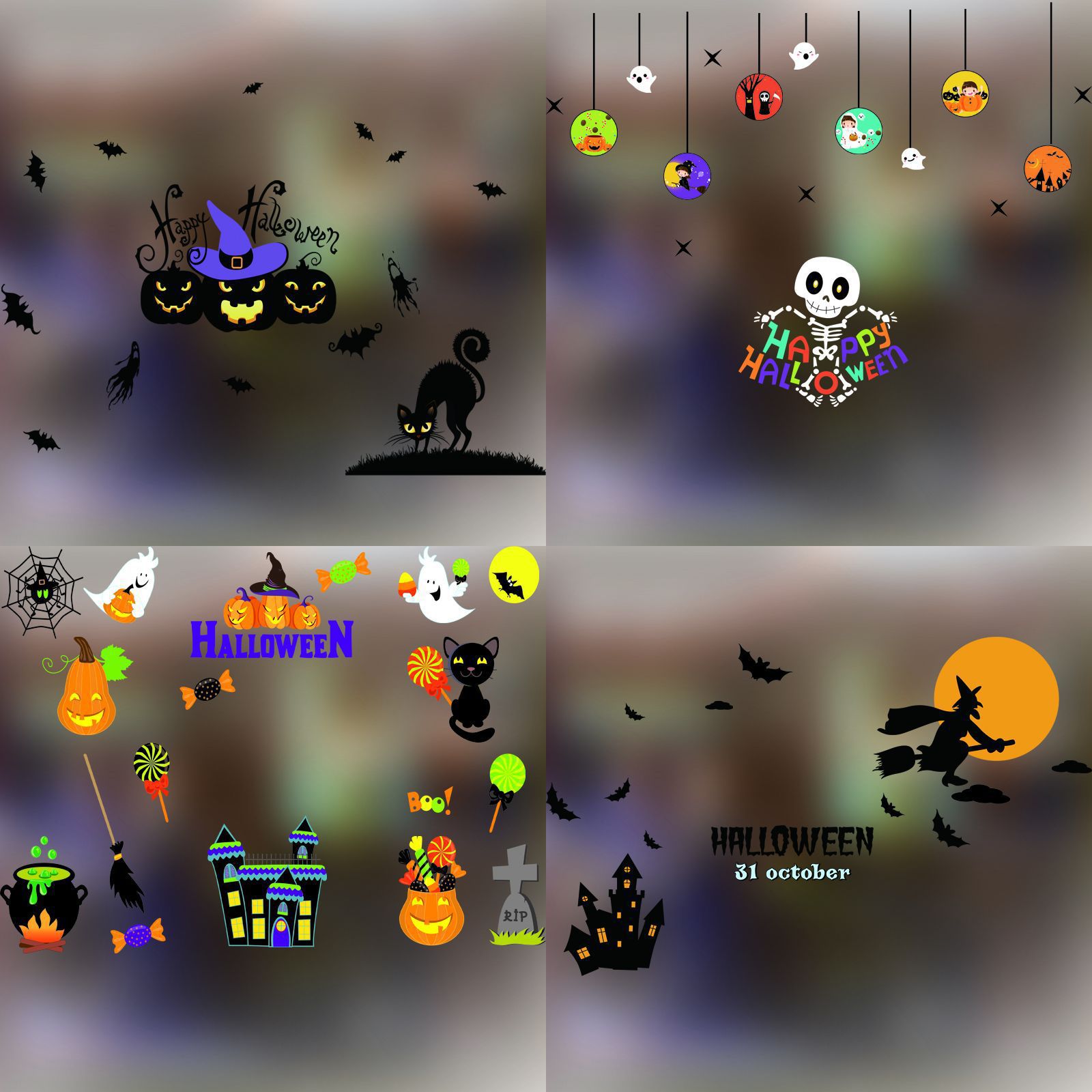 Halloween Decoration Kindergarten Stickers Glass Door
