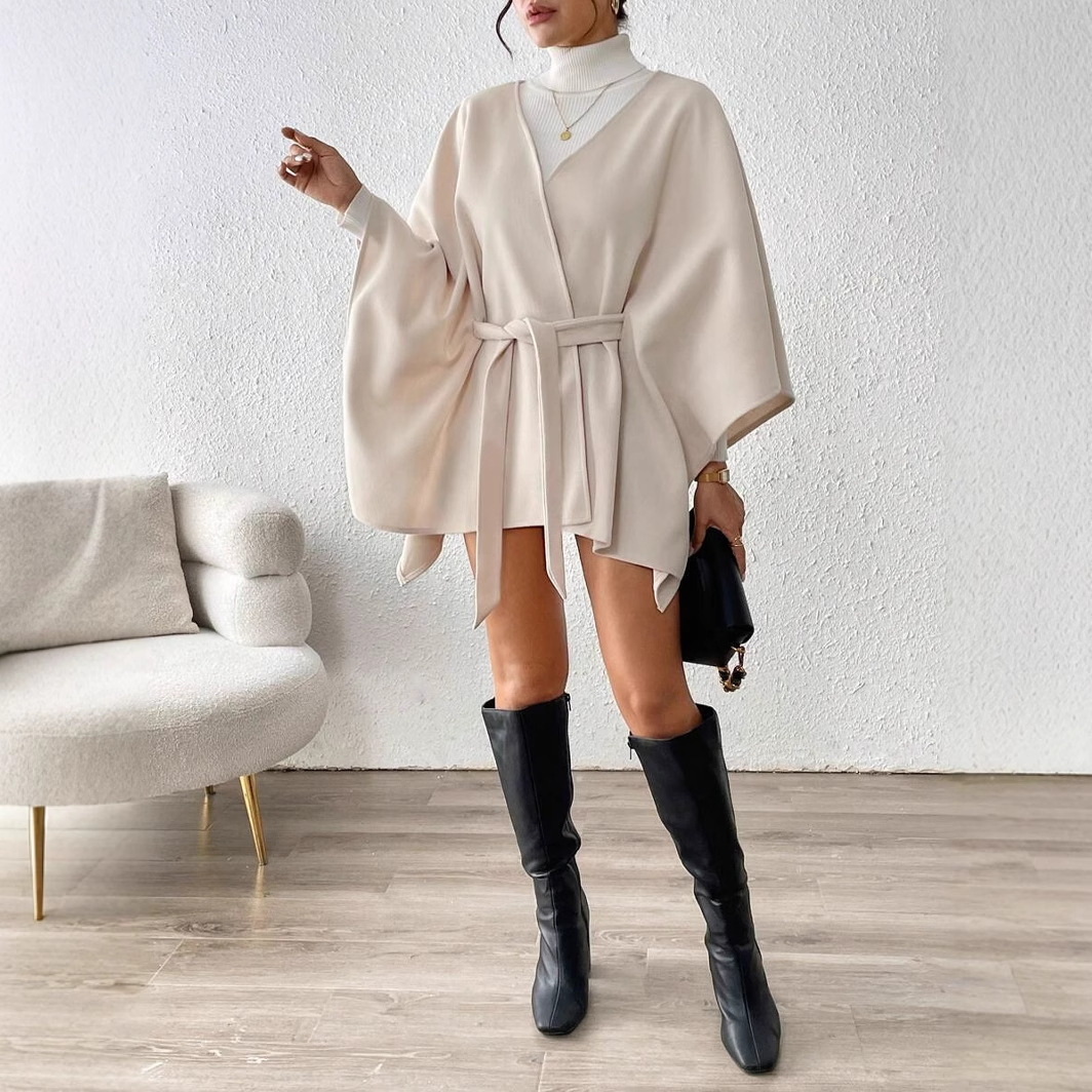 Women's Blended Cloak Type Coat Casual Slim-fit Figure Flattering