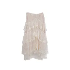 New Cake Layer Lace Midi Skirt - Champagne - View 1