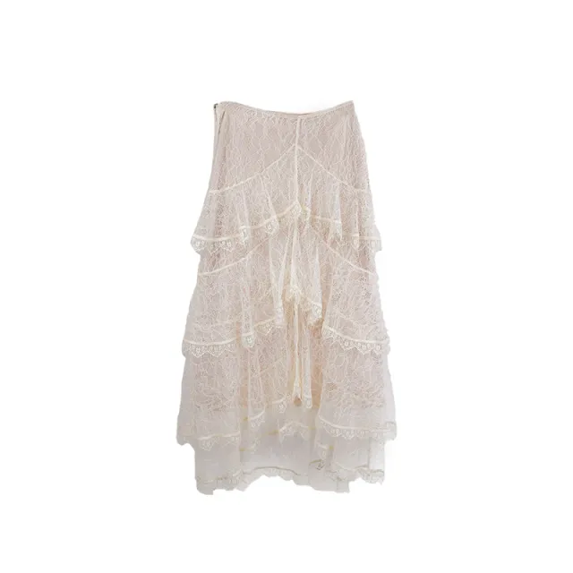 New Cake Layer Lace Midi Skirt Champagne - Shop at LoveMi