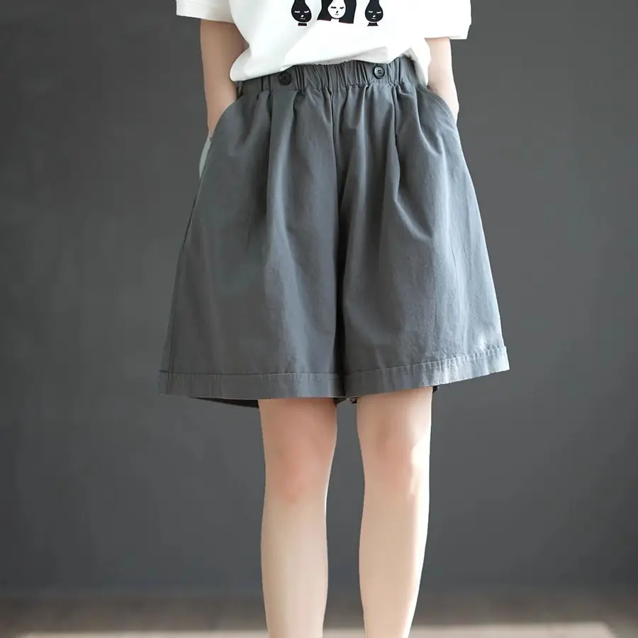 Pure Cotton Six-Color Shorts Womens Plus Size Loose Summer Retro