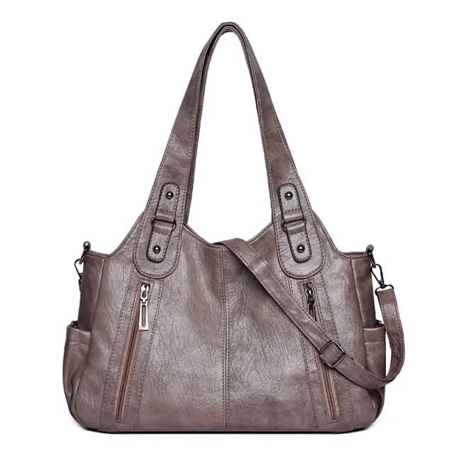 European And American Vintage Casual All matching PU Handbag Camel - Shop at LoveMi