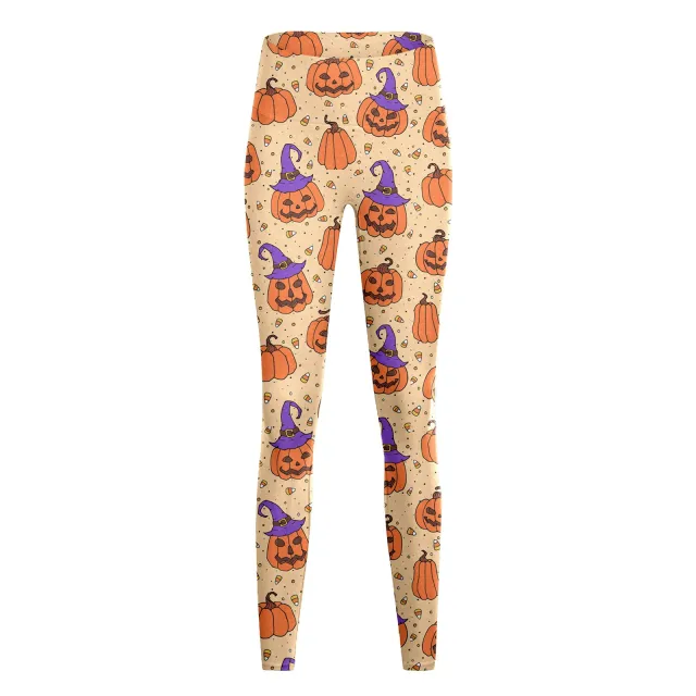 Women's Fashion Casual Halloween Pumpkin Print High Waist Yoga Slim Fit Fitness Pants Yjkxps152 3Xl - Shop at LoveMi