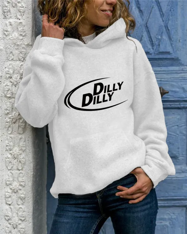Animal Print Round Neck Hooded Sweater White Hooded - Shop at LoveMi