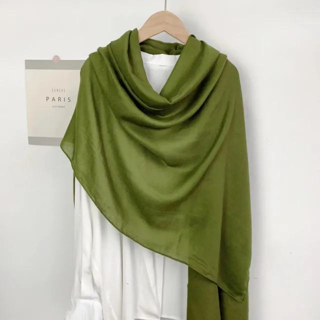 Monochrome Long Scarf Warm Shawl Solid Color Casual Scarf Autumn Fragrance Green - Shop at LoveMi