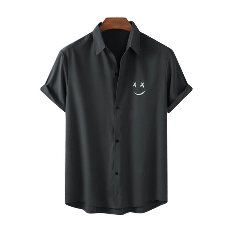 Hong Kong Style Men's Shirt Summer New Fashion Personalized Printing