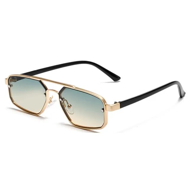 Women's Fashion Retro Small Frame Metal Sun Glasses Gold Frame Green Pink - Shop at LoveMi