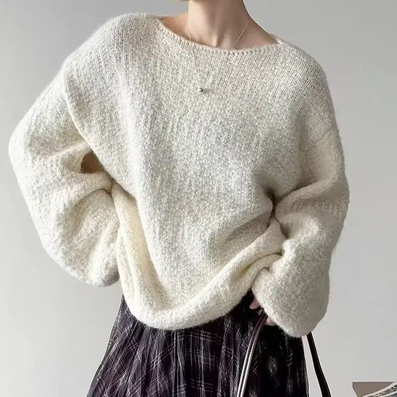 Womens Cozy Versatile Relaxed-fit Pullover Sweater