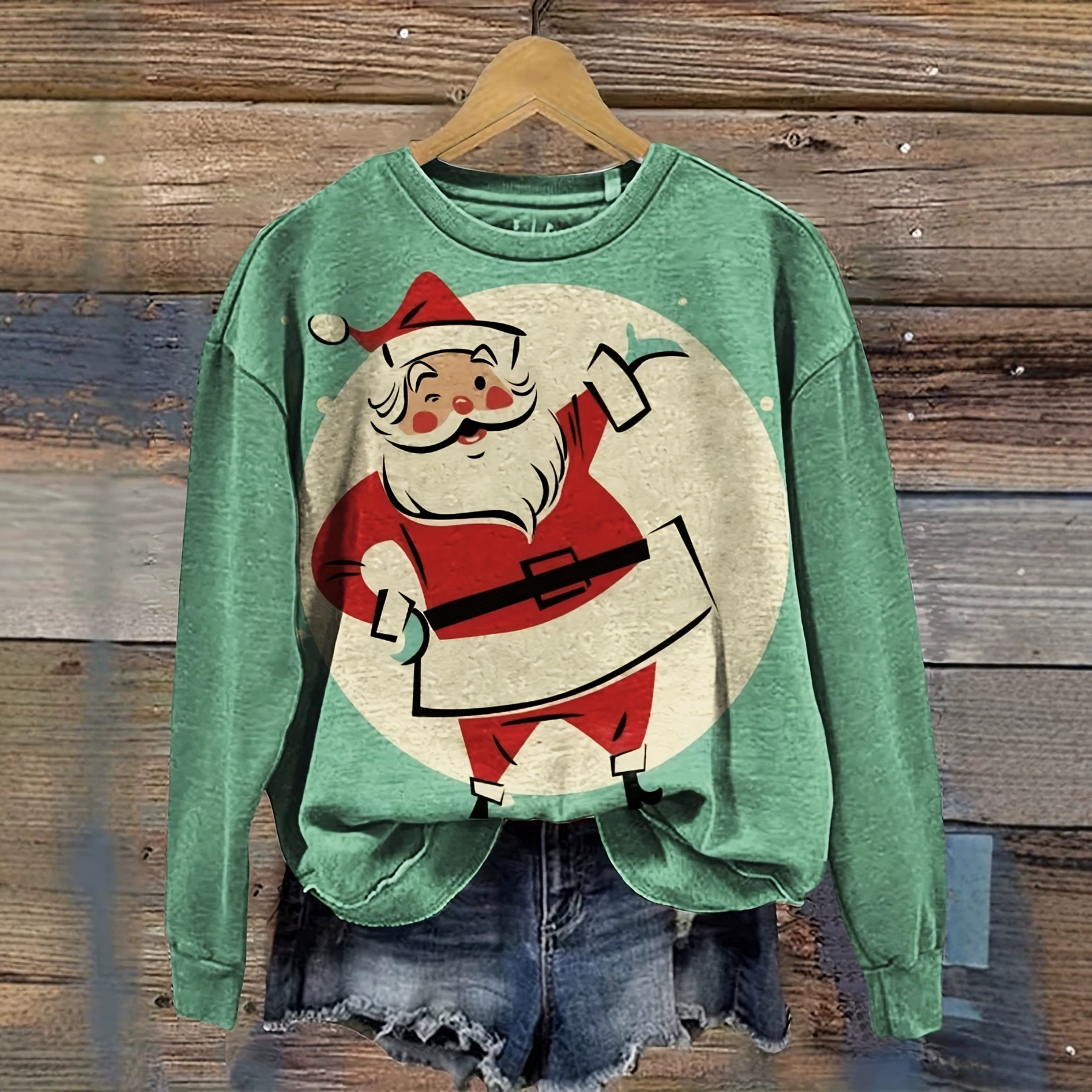 Women's printed long-sleeve holiday top supplier image 2