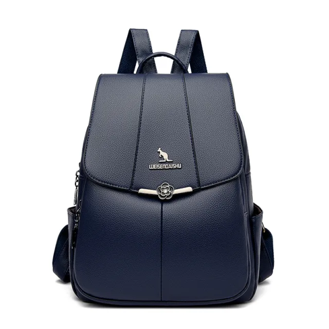 New Women's Backpack PU Soft Leather Textured Casual And Lightweight Blue - Shop at LoveMi