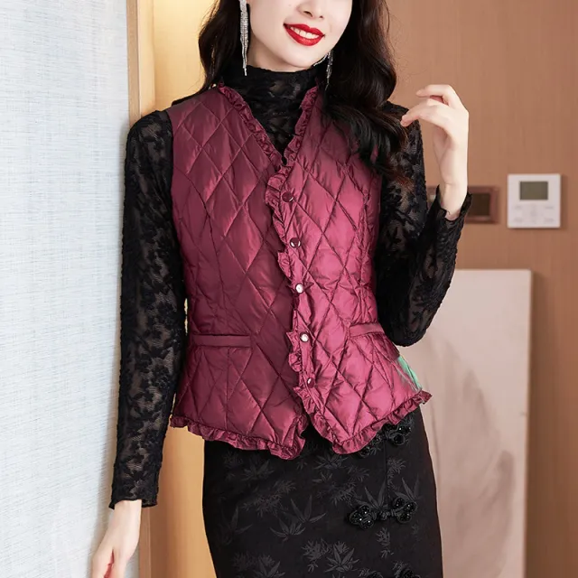 Coat Cotton padded Jacket Vest For Women Red - Shop at LoveMi