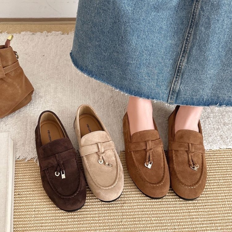 Women's New Versatile British-style Suede Full-wrap Shoes