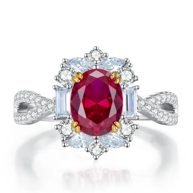 Pigeon Egg Oval Luxury Surround Setting Ring For Women Red - Shop at LoveMi