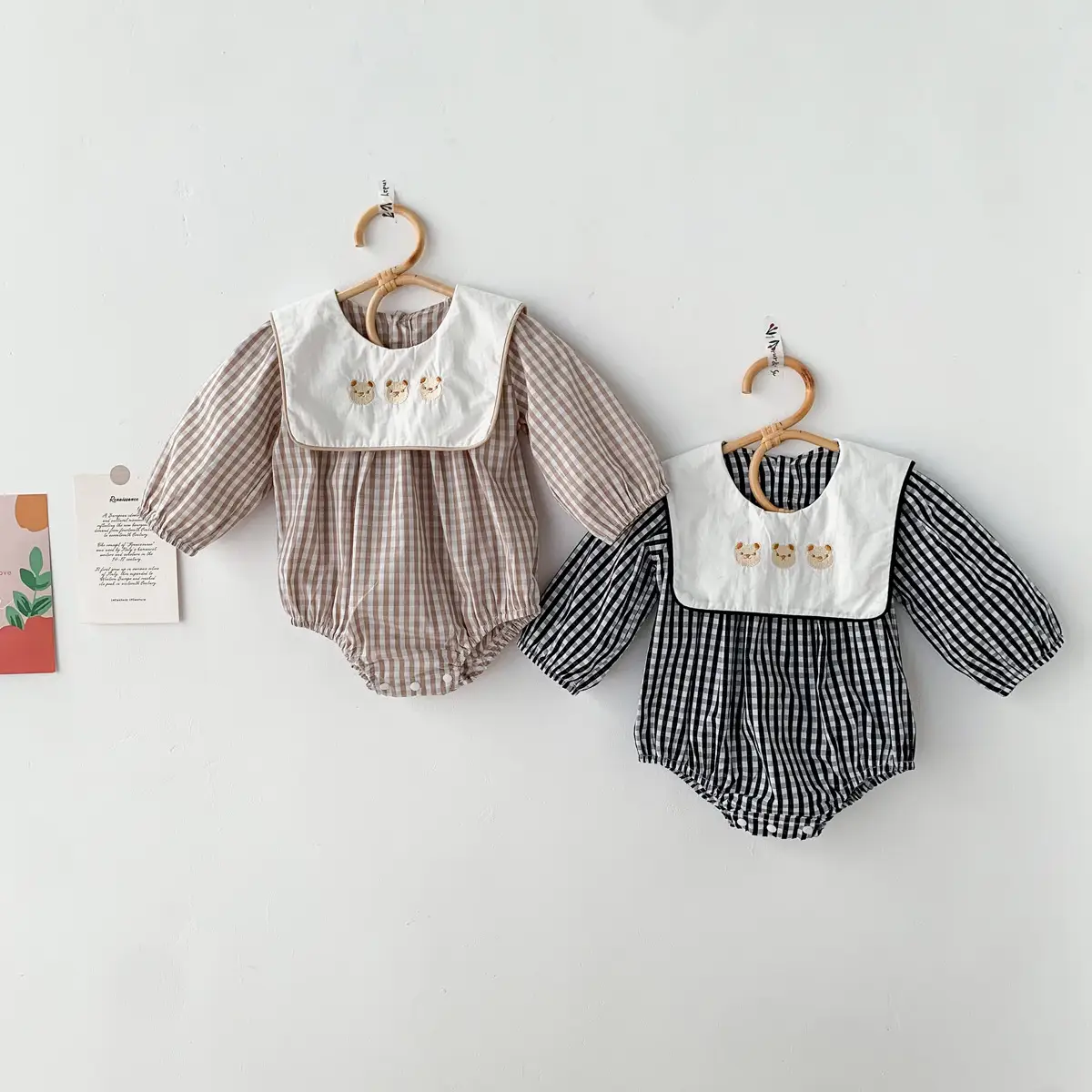 Bear Embroidery Square Collar Lapel Jumpsuit