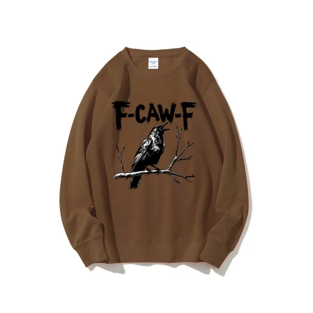 Crow Pattern Printing Autumn New Loose Daily Leisure Men's Women's Pullover Brown - Shop at LoveMi
