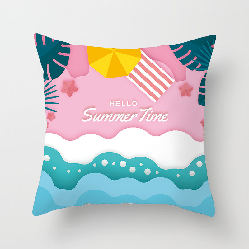 Retro Mediterranean Ocean Digital Print Pillowcase