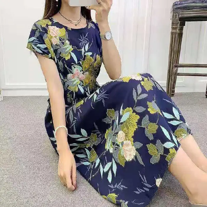 Ethnic Style Floral Dress Plus Size Printed