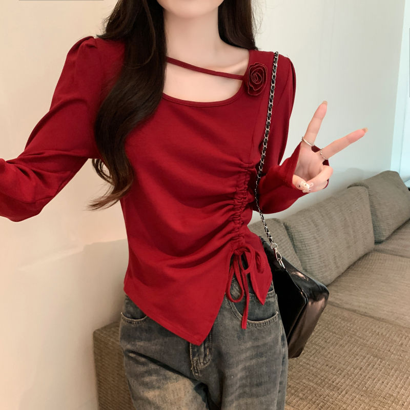 Drawstring-waist, Figure-flattering, Asymmetrical Cropped Top