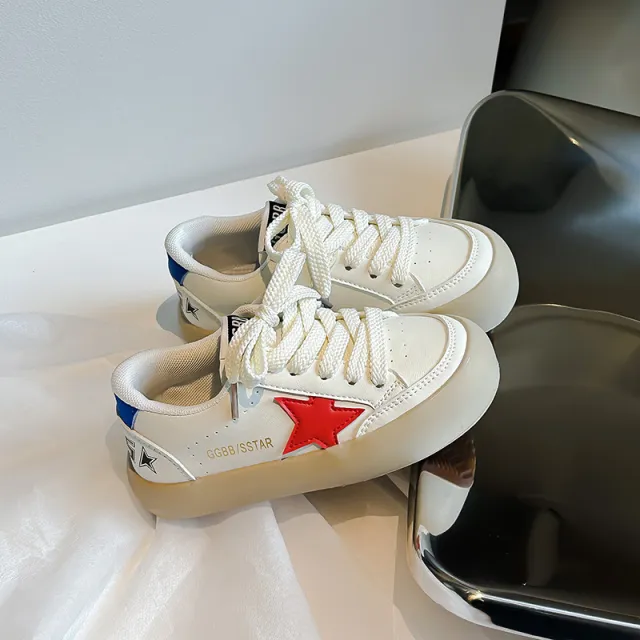 Girls' Leather All match Star Casual Sneakers Red - Shop at LoveMi