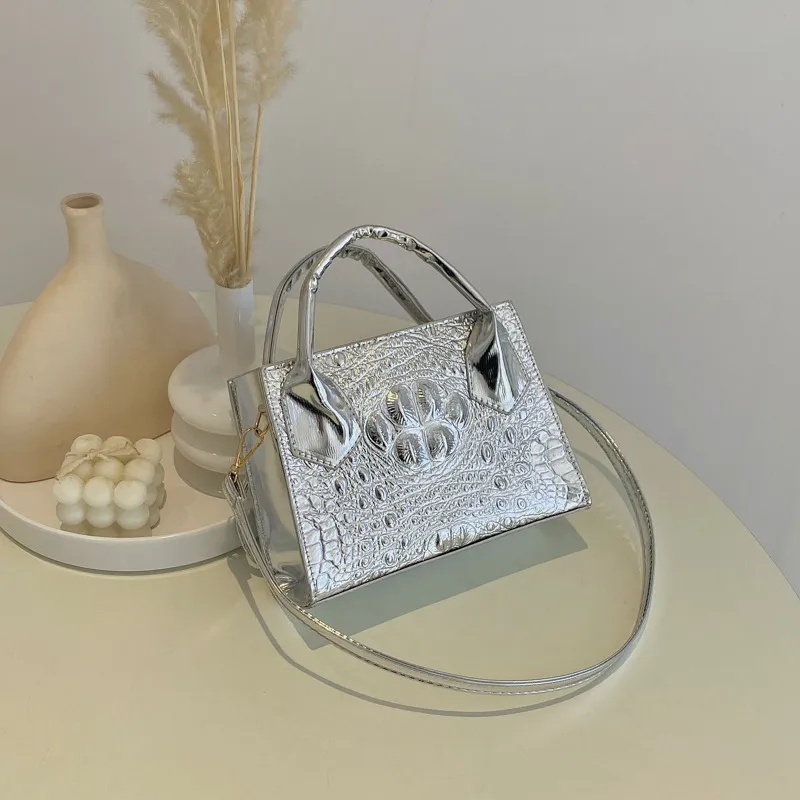 Retro Women's Handbags Women's Casual Texture - Silver