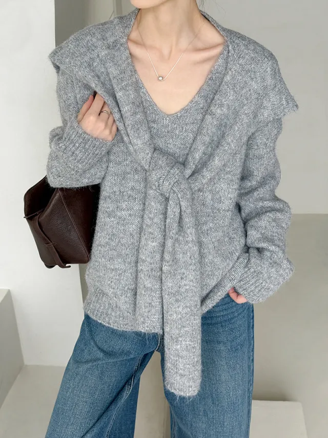 New Design Loose Lazy Style Wool Sweater Gray - Shop at LoveMi