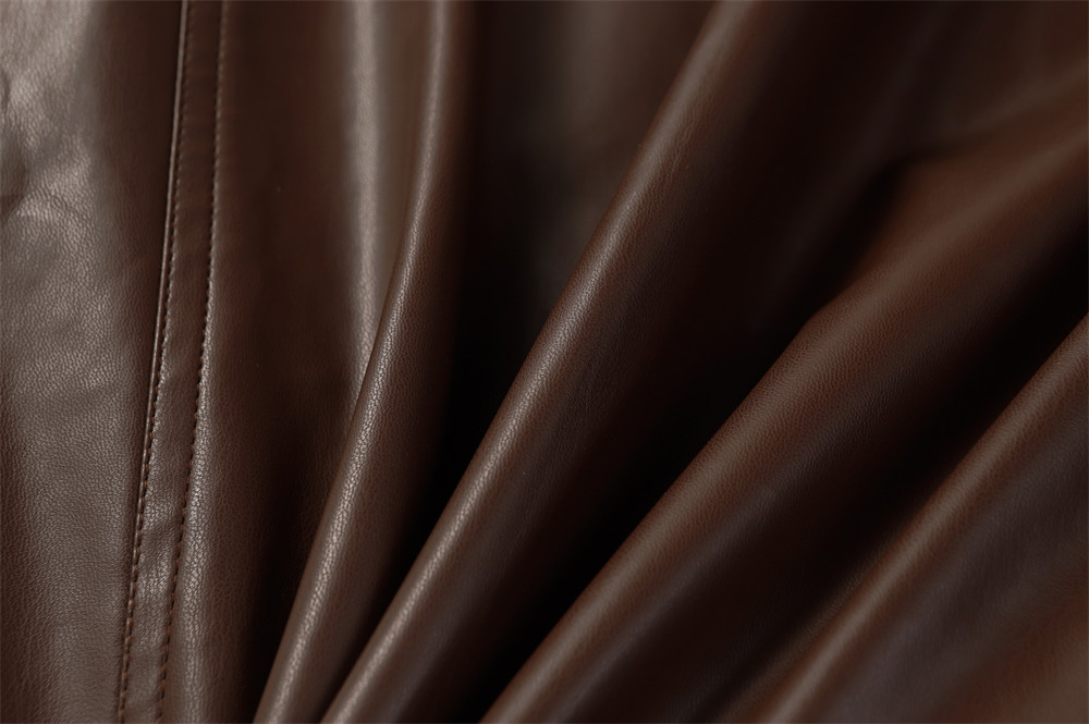 Niche Asymmetric Stitching Contrast Color Leather Jacket