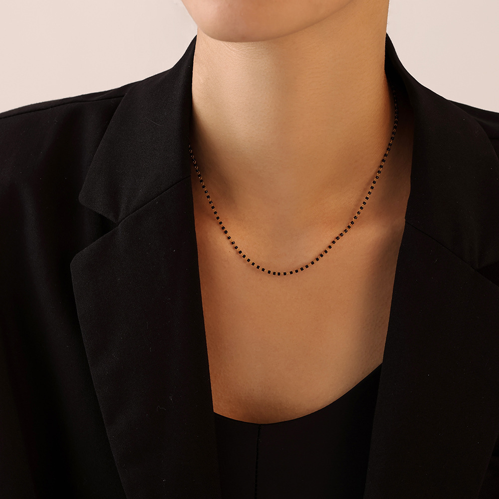 Titanium Steel Rice-Bead Chain Necklace