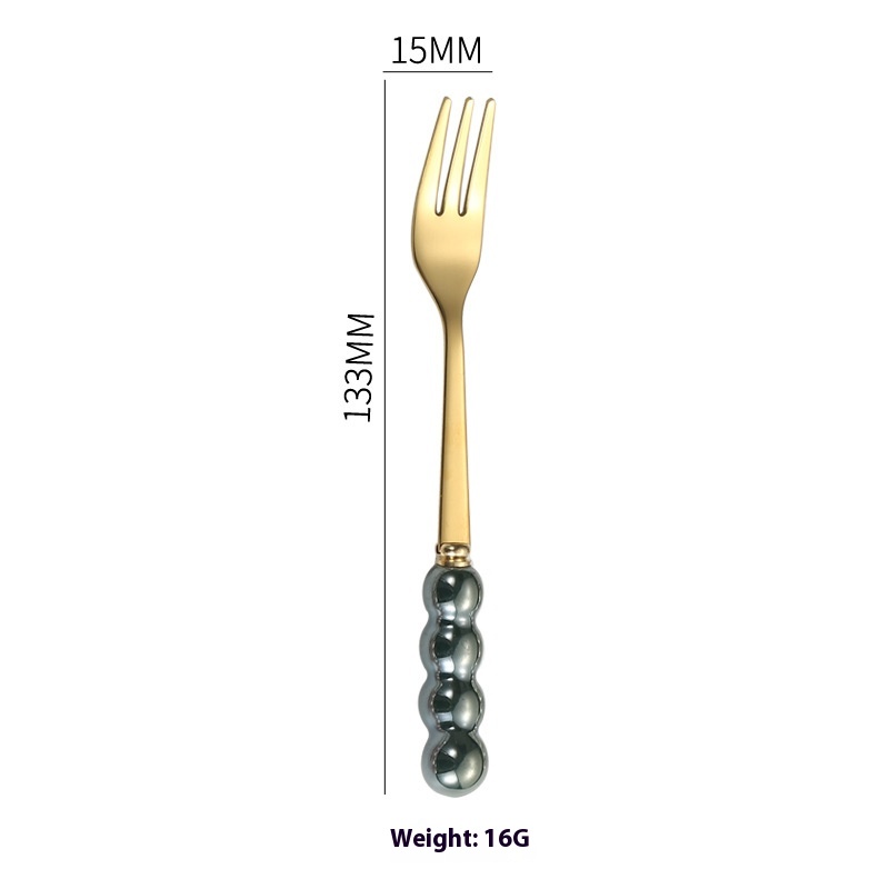 Dark Green Handle Gold Fork