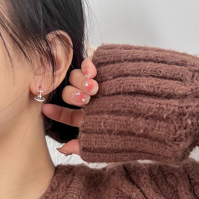 Niche Design High-grade Earrings Cross Universe Star Saturn